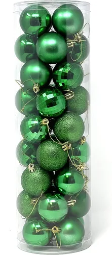 Vista 13 de Allgala - Paquete de 36 esferas de adorno de Navidad de 5 cm para árbol de Navidad, 4 estilos, color negro, pre-ensartadas, a prueba de roturas