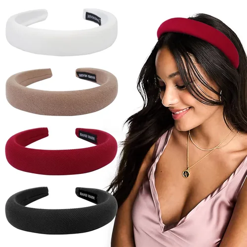 Vista 9 de WOVOWOVO Diademas de cuero para mujer, 1 pulgada, antideslizantes, suaves, de poliuretano, para mujer, de moda, lindas diademas de belleza