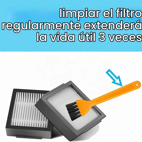 Vista 3 de DLD 1 juego de cepillos de goma multisuperficie +3 filtros HEPA+6 cepillos de barrido de bordes piezas de repuesto para iRobot Roomba i7 i7+/i7 Plus