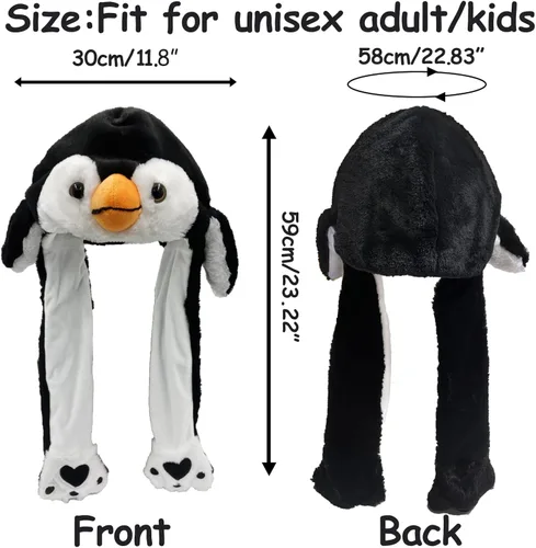 Vista 4 de GADMEXILY Gorro de peluche con orejas de animal para saltar para Halloween, Navidad, cosplay, novedad, gorra de fiesta para adultos, mujeres y niños