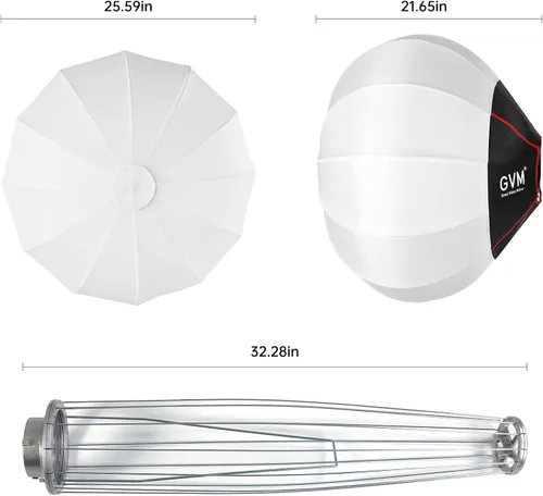 Vista 2 de GVM - Modificador de luz suave para linterna de 26 pulgadas/25.6 in, ajuste rápido, plegable, para GVM SD80D SD200B SD300B SD400B SD500B SD650B