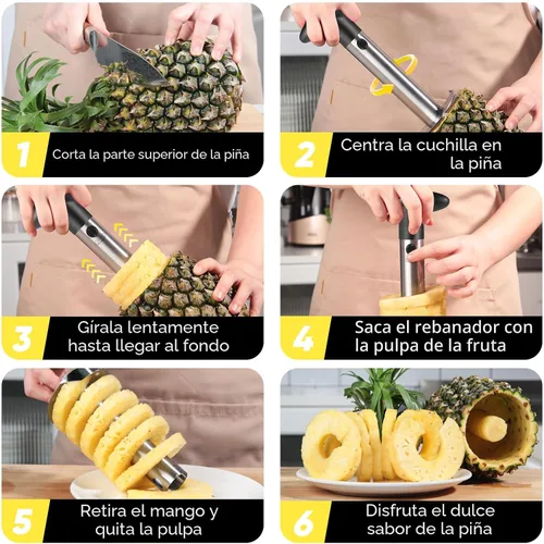Vista 3 de Descorazonador de piña, [mejorado, reforzado, cuchilla más gruesa] Descorazonador de piña premium Newness (negro)