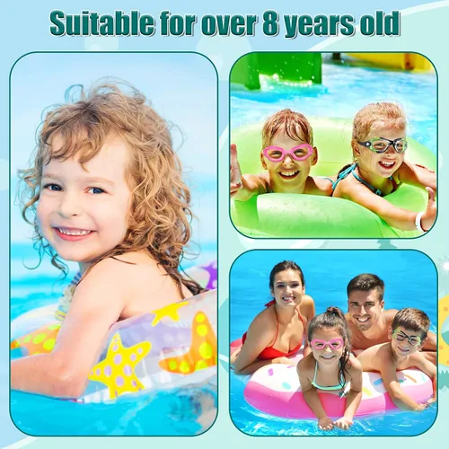 Vista 7 de Paquete de 6 gafas de natación antivaho con marco de silicona suave sin fugas, gafas de natación anti UV con 6 clips para la nariz, 6 tapones