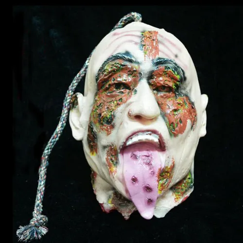 Vista 16 de Decoraciones colgantes de cabeza dividida para Halloween, cuerpo sangriento aterrador, cuerpo sangriento, tamaño real, real, accesorios de colgante
