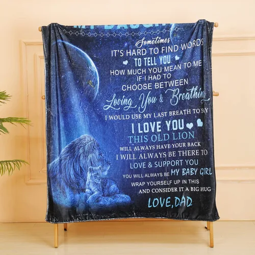 Vista 7 de Manta para mi hija de papá Regalo de león Manta de franela súper suave y acogedora para cama y sofá Regalo de cumpleaños, Navidad y Acción