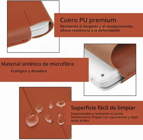 Vista 4 de Compatible with Apple 14"/13.3" Laptop Sleeve, Padded Case Marrón