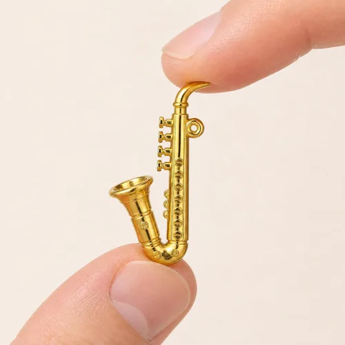 Vista 3 de Toyvian - Modelo de saxofón en miniatura, a escala 1:12, de latón, dorado, mini instrumento musical para decoración de casa de muñecas, accesorio