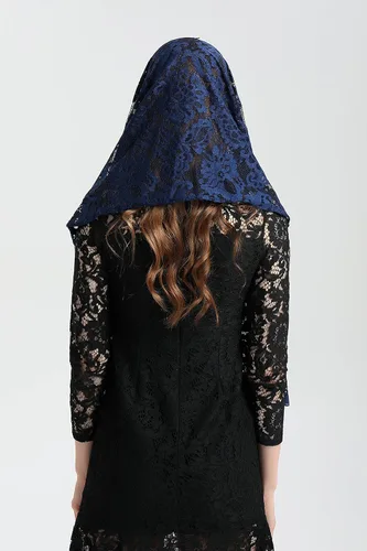 Vista 3 de Leimandy Velo rectangular para mujer, velo de capilla larga, velo de mantilla, velo de iglesia católica, velo ortodoxo V25