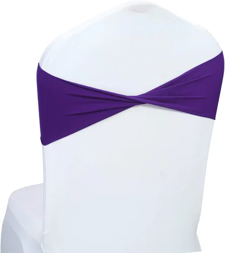 Vista 14 de MDS Paquete de 100 bandas de elastano para silla, bandas lisas sin hebilla, reutilizables, elásticas, para decoración de bodas, recepciones, Azul
