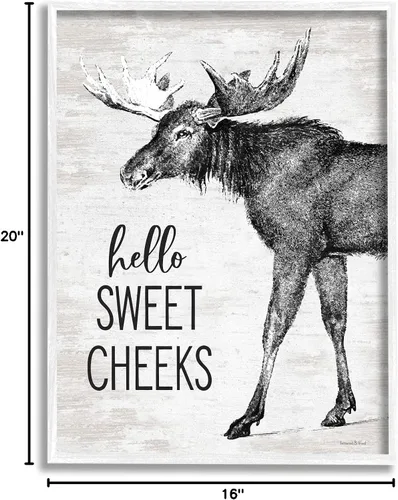 Vista 10 de Stupell Industries Hello Sweet Cheeks Divertido Humor Rústico Baño Alce
