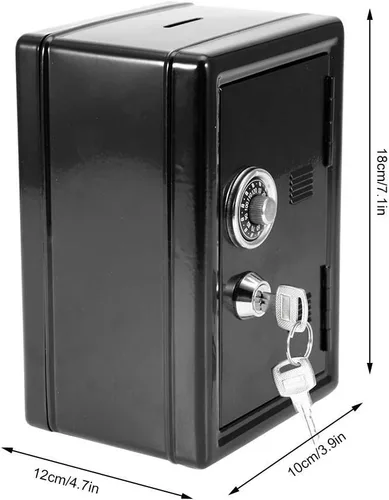 Vista 2 de Yosoo Caja de dinero para niños, caja de dinero, contraseña, monedas, ahorro de caja fuerte, estilo caja de regalo, con 2 llaves (negro)