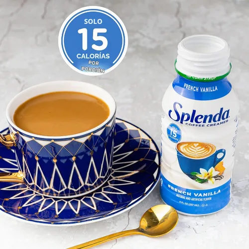 Vista 4 de SPLENDA Crema de café de vainilla francesa baja en calorías, sin azúcar, botella de 8 onzas líquidas