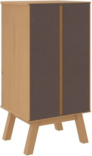 Vista 9 de Scandinavian Bedside Cabinet Grey Brown Nightstand, 4-Drawer Solid Pine Wood Storage for Bedroom, Sleek Rectangular Design with Wall Attachment