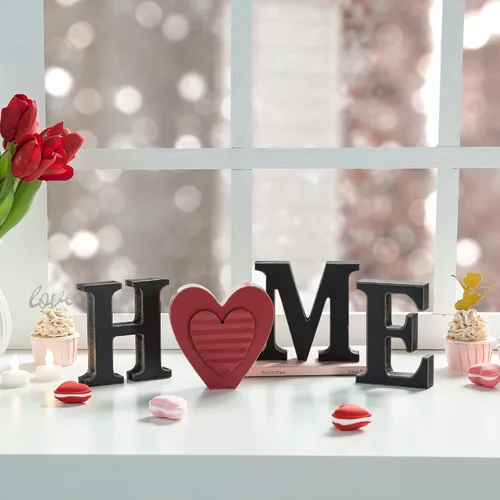 Vista 9 de Glitzhome Letreros intercambiables para casa y mesa con 13 piezas de iconos de temporada, letrero de madera intercambiable para casa para decoración