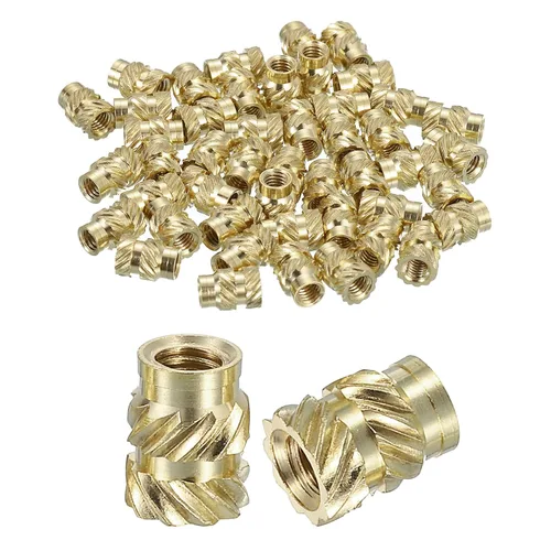 Vista 60 de uxcell Tuercas de inserción moleteadas, 100 piezas M1 x 1.5mm L x 2mm DE 3D Impresión de latón Tuercas de inserción roscadas hembras Insertos