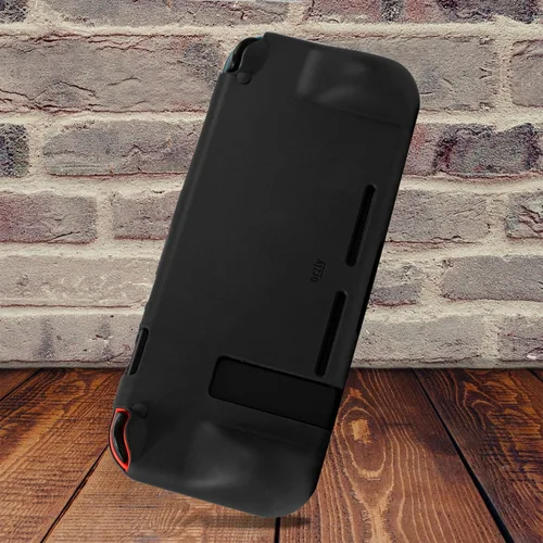 Vista 3 de Orzly Funda de agarre para Nintendo Switch - Cubierta trasera protectora para Nintendo Switch (modelo NO OLED) en modo de gamepad de mano