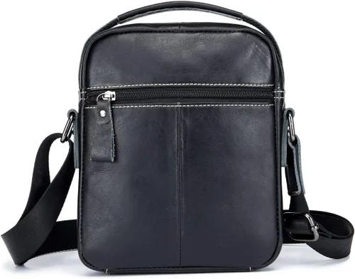 Vista 4 de KPYWZER Bolso de hombro de cuero genuino para hombres pequeños, bolso de mensajero, bolso bandolera bandolera para hombre para negocios