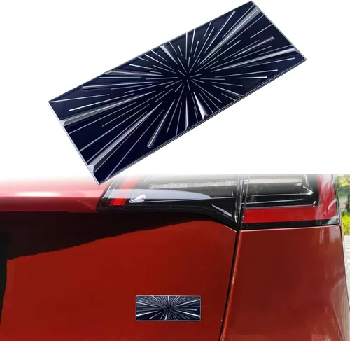 Vista 8 de YHCDSEA Emblema de doble motor para decoración a cuadros compatible con Tesla Model 3 Y X S accesorios (A-Plaid)