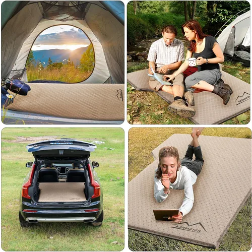 Vista 6 de M KARMATER Almohadilla de dormir autoinflable para automóvil, colchón de espuma viscoelástica gruesa con almohada, colchón de campamento de auto 9.0