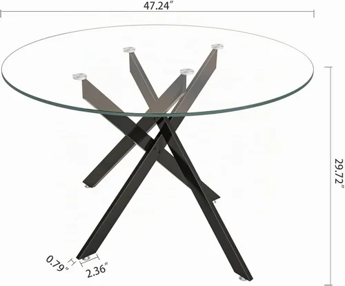 Vista 9 de HomVent Juego de mesa de comedor redonda de vidrio de 3 piezas para 2 con 2 Mesa negra con 2 sillas grises de PU