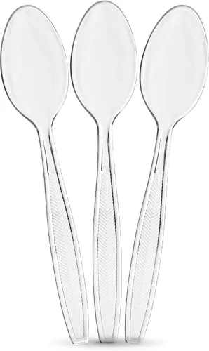 Vista 10 de Plasticpro Tenedores de plástico transparente, cubiertos desechables de peso medio, 300