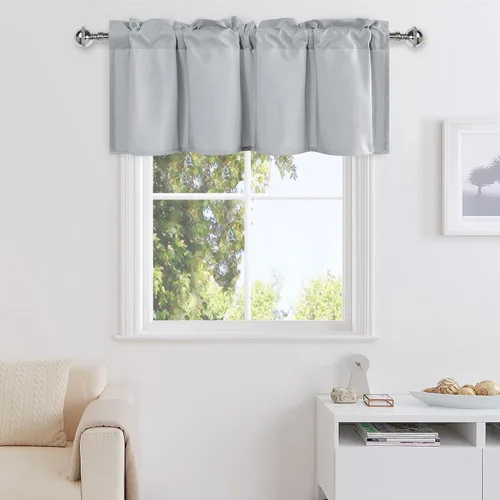 Vista 30 de DWCN Cortinas de Cenefa para Sala de Estar, Cocina, Baño/Sótano - Aqua Sólido, 1 Panel, 42 x 12 Pulgadas, Oscurecimiento de Habitación Solid Short