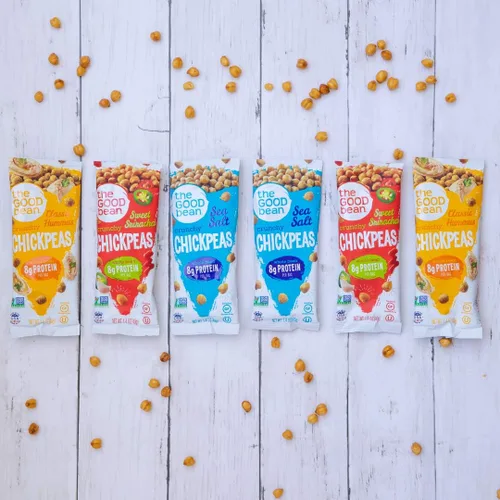 Vista 5 de The Good Bean Garbanzos crujientes – Sweet Sriracha – (paquete de 10) paquete de 1.4 onzas – Frijoles de garbanzos tostados – Snack vegano con buena
