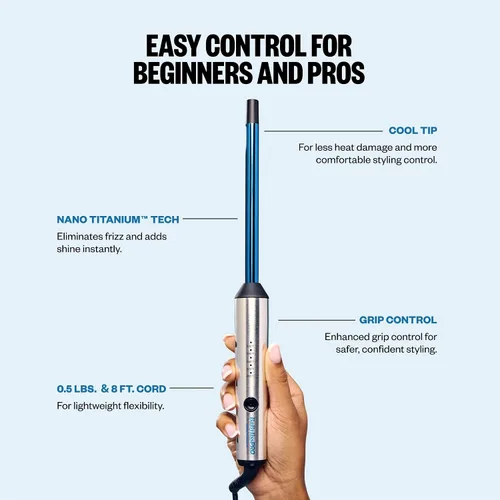 Vista 5 de BabylissPRO Nano Titanium Professional Curling Wand For All Hair Types, Reaches 430 Degrees For Long Lasting Curls