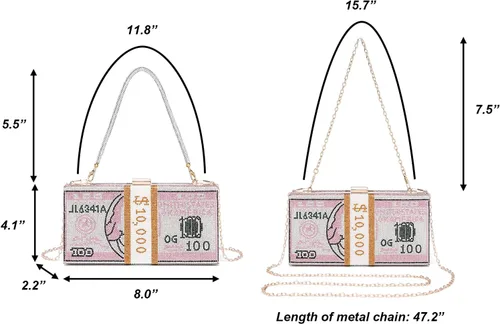 Vista 3 de Covelin Bolso de mano Dollar para mujer, bolso de noche con diamantes de imitación