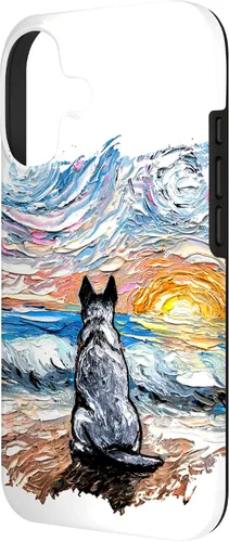 Vista 2 de Blue Heeler Starry Night Artwork Cattle Dog Lover Gift Case for iPhone 17