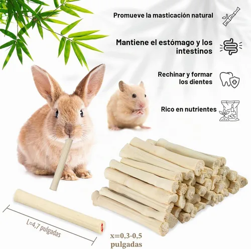 Vista 6 de Sukh - Palitos masticables de conejo de 8.47 oz, masticable de bambú dulce natural para animales pequeños