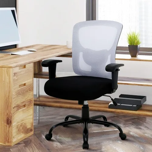 Vista 9 de Silla de oficina grande y alta, silla de computadora resistente de 400 libras con soporte lumbar, sillas ergonómicas de malla giratoria de respaldo