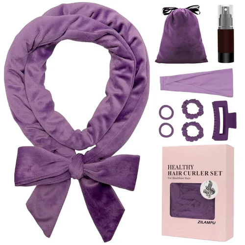 Vista 9 de ZILAMPU Diadema de Varilla Rizadora Sin Calor, Envoltorio de Rodillo de Rizos de Cabello de Terciopelo Nocturno para Mujeres con Cabello Largo Negro