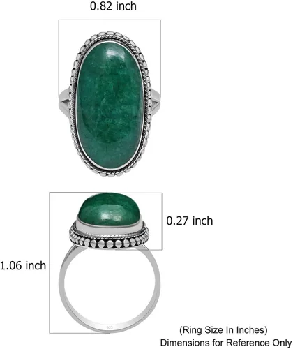 Vista 3 de Silver Palace Anillo de plata de ley 925 con piedras preciosas de aventurina verde natural para mujer