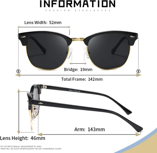 Vista 4 de AEVOGUE Polarized Sunglasses For Women And Men Semi Rimless Frame Retro Sun Glasses AE0369