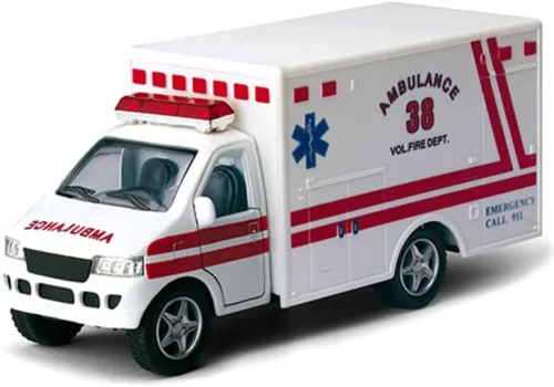 Vista 3 de KiNSMART Equipo de Rescate Ambulancia 5" Metal Fundido a Presión con Acción de Retroceso (2SET)