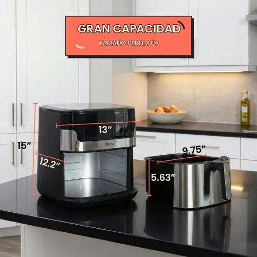 Vista 6 de Knivi - Freidora de aire de acero inoxidable de 8 litros, horno digital con pantalla táctil de 1500 W con 8 ajustes preestablecidos de un solo