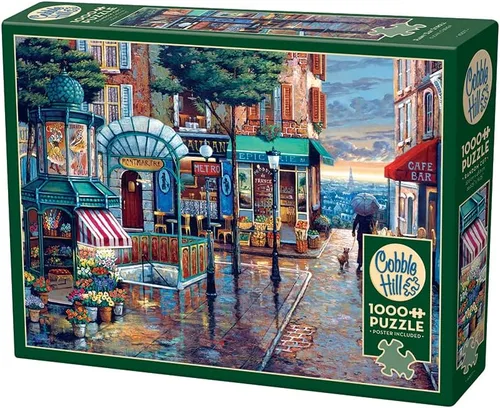 Vista 4 de Cobble Hill - Rompecabezas de 1000 piezas, paseo de día lluvioso, póster de muestra incluido