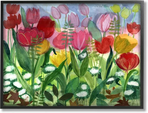 Vista 8 de Stupell Industries Exuberantes tulipanes de primavera variados floreciendo prado enmarcado arte de pared, diseño de unknown Stupell Industries