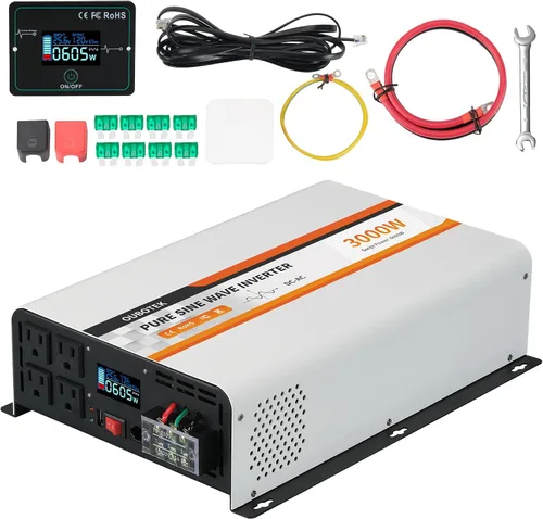 Vista 13 de Inversor de Potencia de 1000 Vatios Potencia Pico 2000W Onda Sinusoidal Pura 12V DC a 120V AC Convertidor RV con Control Remoto Inalámbrico Pantalla