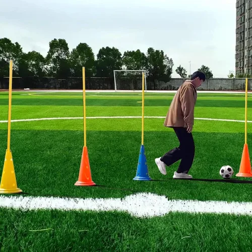 Vista 5 de Bastones de entrenamiento de agilidad de fútbol, paquete de 5 unidades, color amarillo, bastones de slalom de velocidad para equipos deportivos