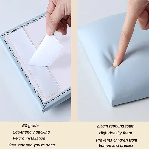 Vista 6 de Paneles tapizados para pared, cojín anticolisión, cabecera tapizada impermeable 3D, panel de protección contra lesiones