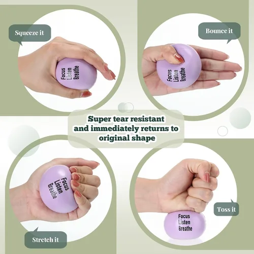 Vista 7 de Skylety 6 bolas motivacionales para el estrés de 2.5 pulgadas para adultos, bolas de espuma colorida para ejercicio de mano con citas inspiradoras