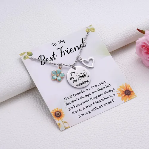 Vista 5 de MIXJOY Stitch Gifts You are My Sunshine Collar y tarjeta de mensaje para esposa, mamá, hermana, novia, mejor amiga, cumpleaños
