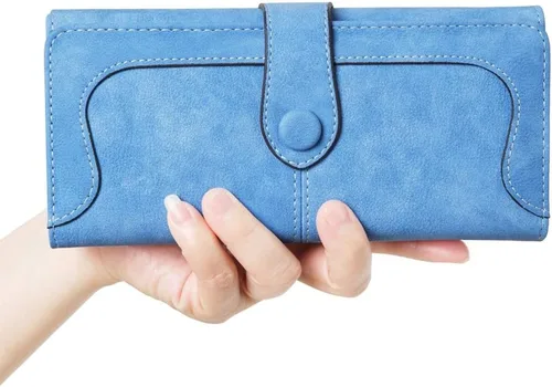 Vista 7 de Cartera organizadora larga plegable de cuero vegano con 17 ranuras para tarjetas para mujer