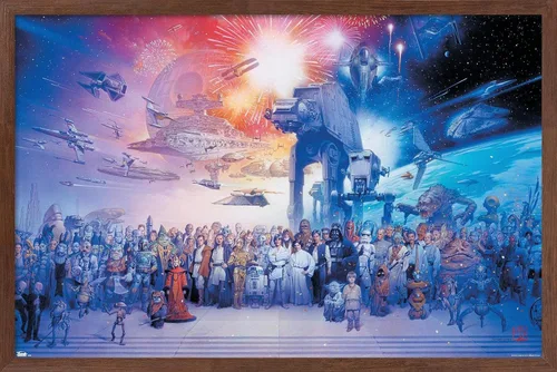Vista 16 de Trends International Star Wars: Saga - Póster de pared de galaxia, 14.72 x 22.37 pulgadas, versión enmarcada de madera de granero
