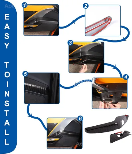 Vista 5 de Cubierta del panel de control de la ventana de la puerta del automóvil para Chevrolet Corvette C7 para el interior del automóvil (2 piezas)