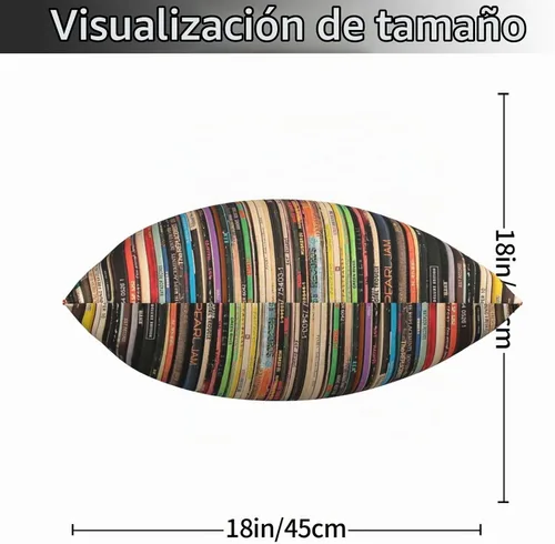 Vista 3 de Funda de almohada cuadrada clásica de discos de rock alternativo, funda de almohada decorativa con funda de cojín para coche, sofá, silla, cama