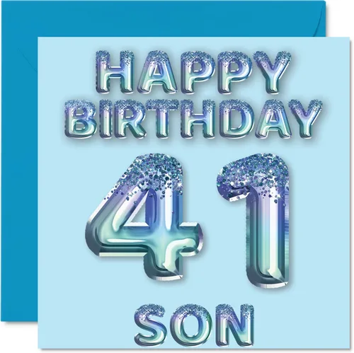 Vista 45 de Stuff4 Tarjeta de primer cumpleaños para niños, globo de fiesta con purpurina azul, tarjetas de feliz cumpleaños para niño de 1 año, nieto, hijo, 57