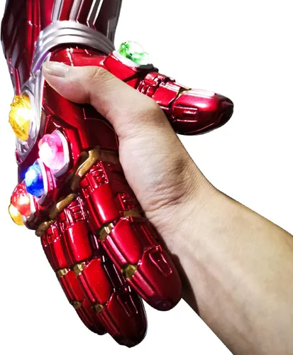 Vista 6 de Haho Iron Man - Guante infinito de Iron Man con luz LED de piedra para Halloween accesorios de cosplay adulto color rojo Rojo